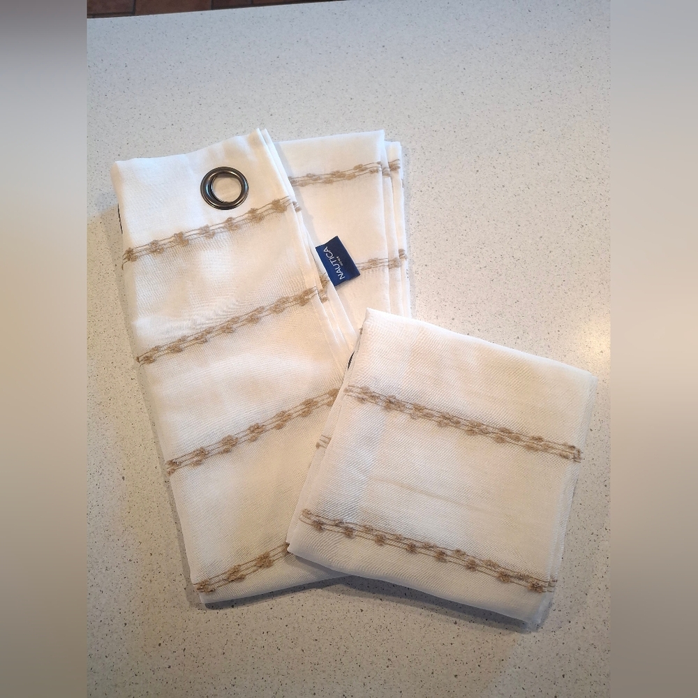 Nautica Cream and Tan Curtain Panel